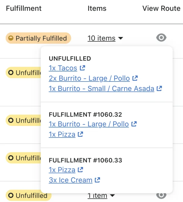 3) Support for Partial Fulfillment